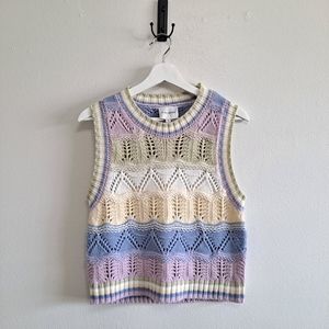 Pink Rose Multicolor Crochet Sweater Vest